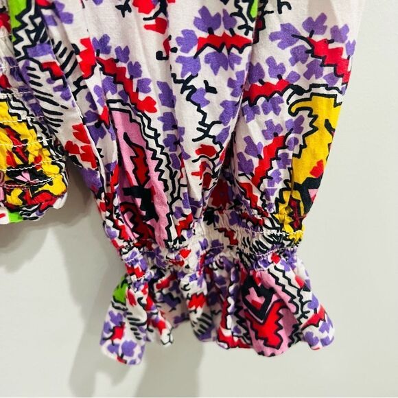 RHODE Purple long sleeve square neck smocked Alicia top size medium m - Picture 12 of 13